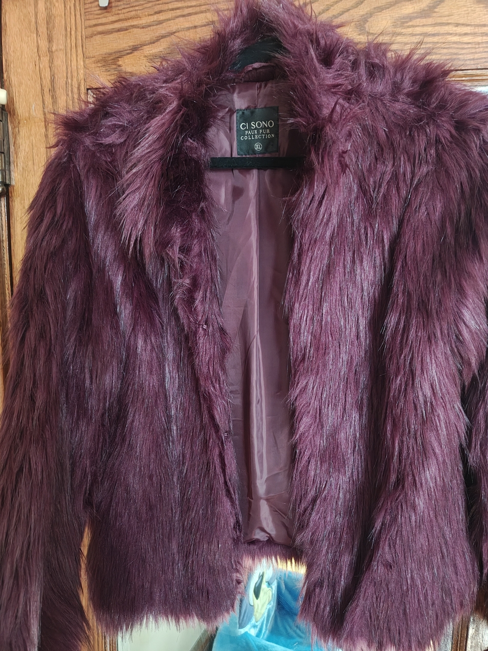 Ci Sono Plum Faux Fur Open-Front Jacket